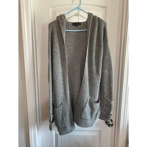 Almost Famous Gray Knit Hooded Cardigan
